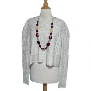 House of Harlow 1960 S‎ oatmeal cable knit cropped long sleeve sweater